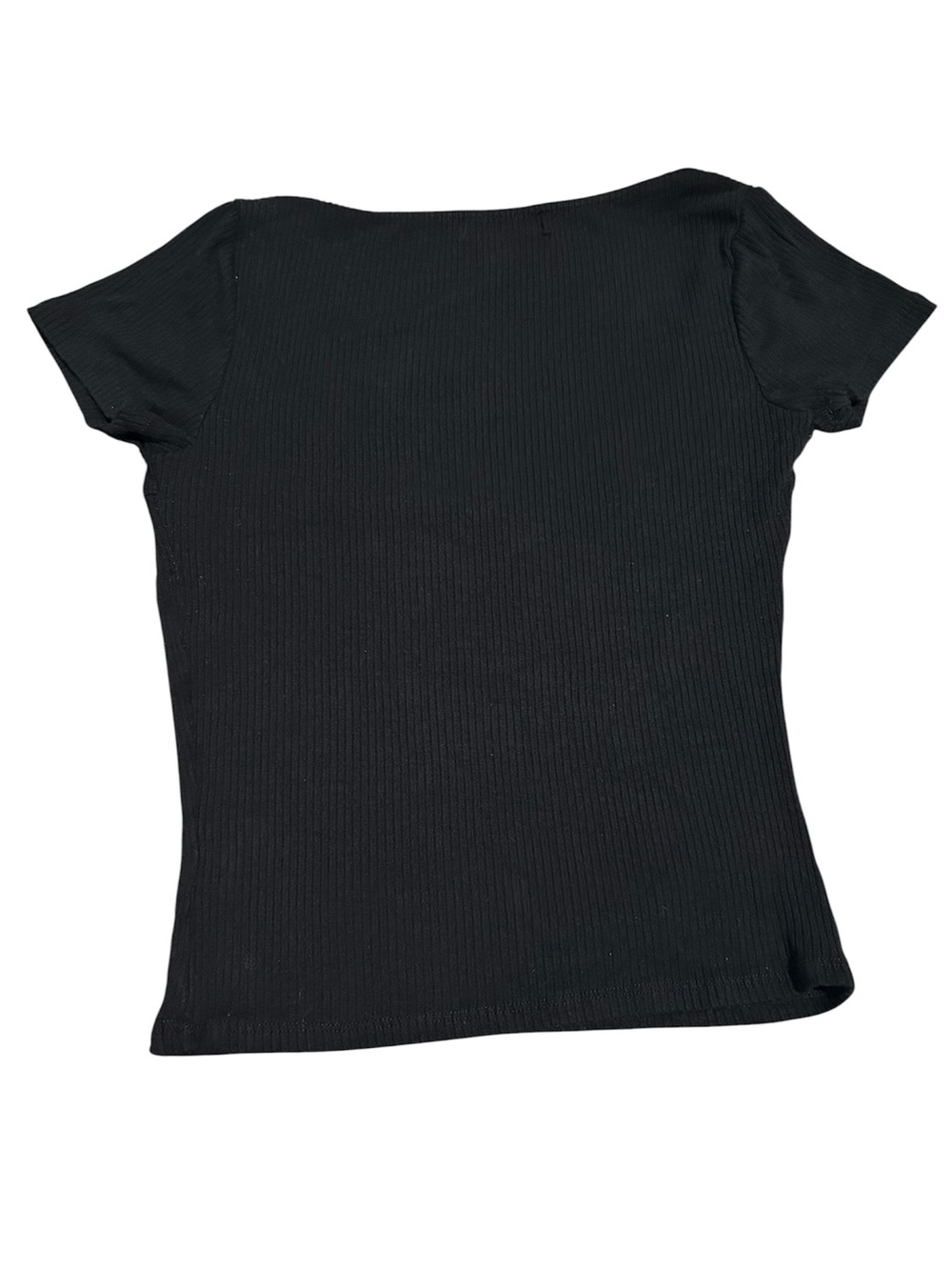 Women's Black Ribbed Short Sleeve Top